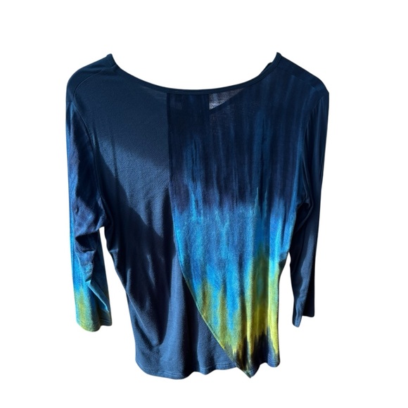 Parsley & Sage Tunic V-Neck Top Blue and Green Women M 3/4 Sleeve Soft - Picture 4 of 11